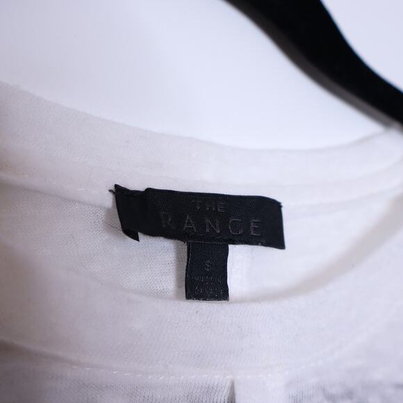 THE RANGE Linen Blend Crew Neck Tee White Asymmetrical Hem T-Shirt Women's S - Picture 6 of 12